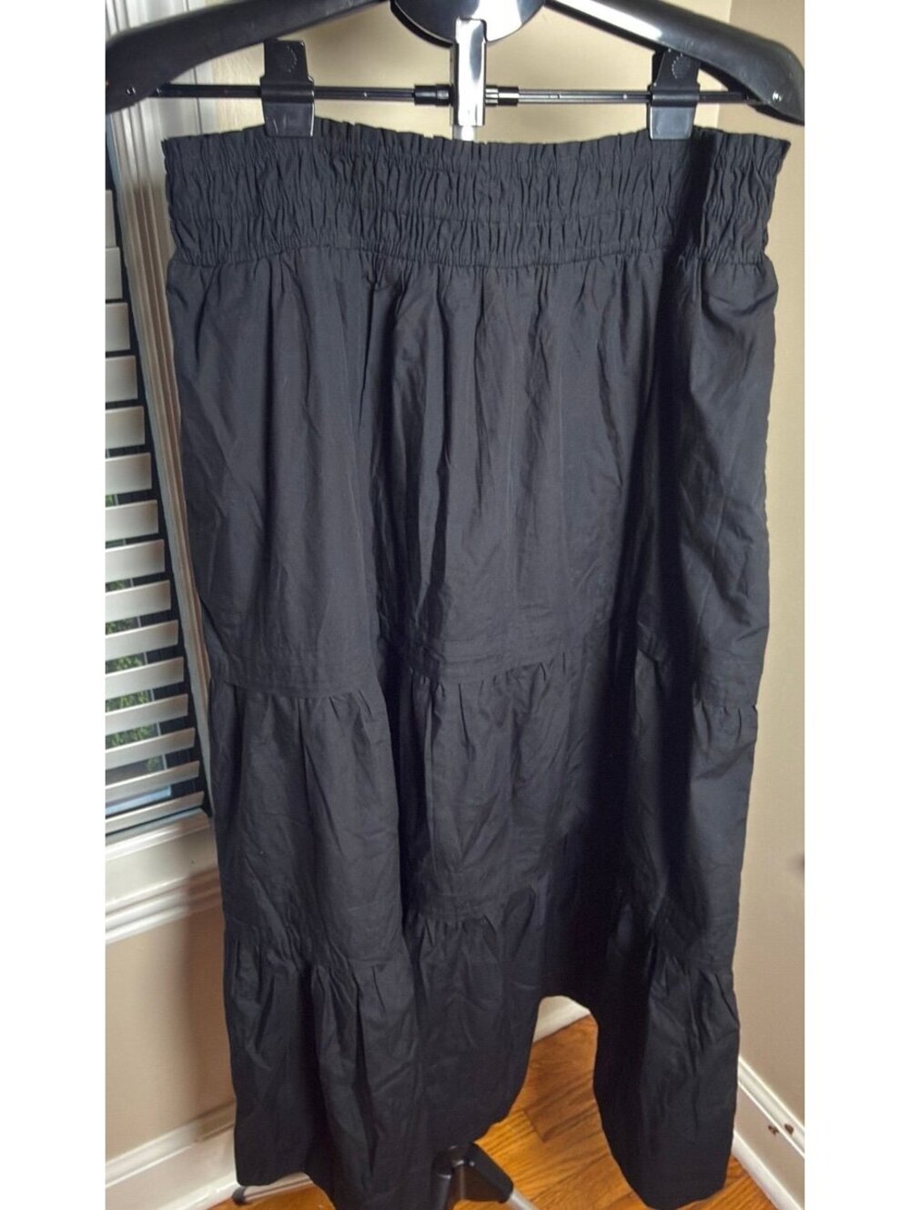 Quince 100% Organic Cotton Poplin Tiered Maxi Skirt Black XL NWT - Picture 1 of 5